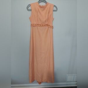 Vintage Union Made Emma Domb Dress Peach Orange Formal Size 9 Juniors Regency